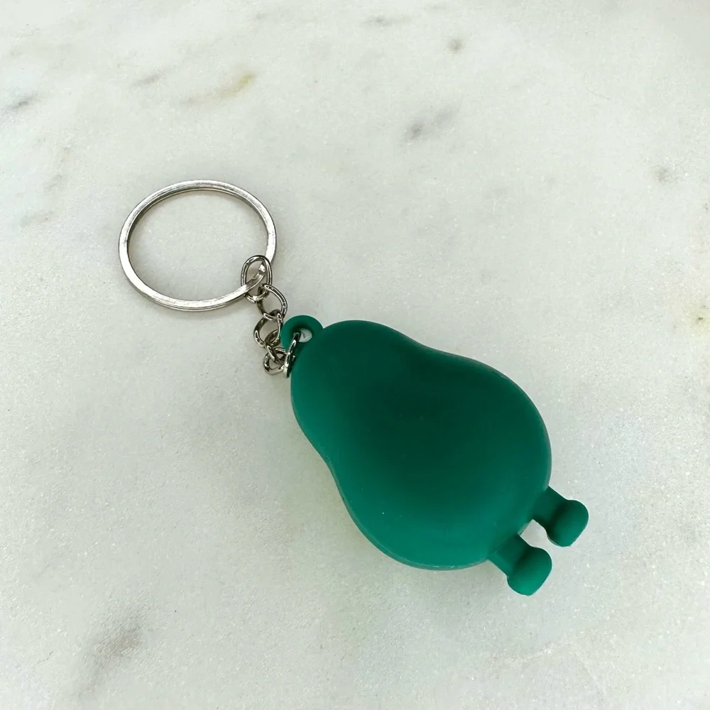 Cutie Avocado Silicone Keychain, Accessory With Silver Hardware, Unisex